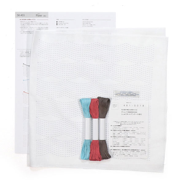 刺し子キット Textile lab フロー SK-455 （布地：白） オリムパス 【KY】Olympus 花ふきん 刺し子 キット