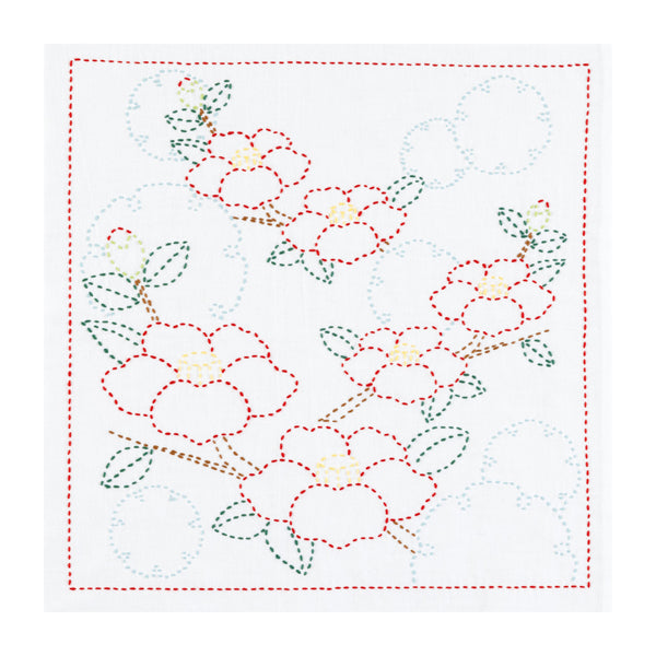 刺し子花ふきんキット 雪輪の椿 SK-494 オリムパス 【KY】Olympus 刺し子 キット 手芸