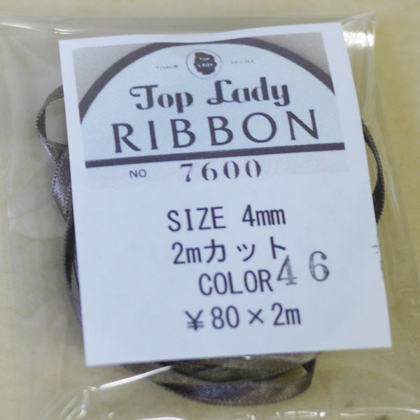 在庫限り Top Lady RIBBON 7600 col.46 4mm 2m 清原 【KN】 リボン 両面サテン