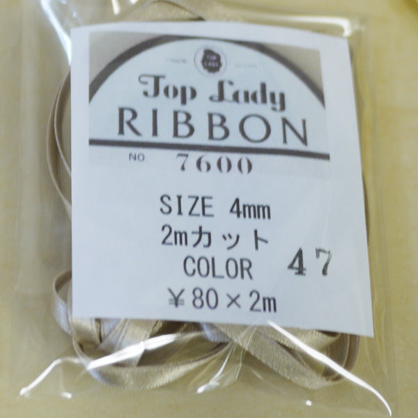 在庫限り Top Lady RIBBON 7600 col.47 4mm 2m 清原 【KN】 リボン 両面サテン