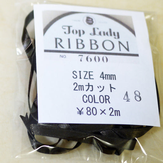 在庫限り Top Lady RIBBON 7600 col.48 4mm 2m 清原 【KN】 リボン 両面サテン