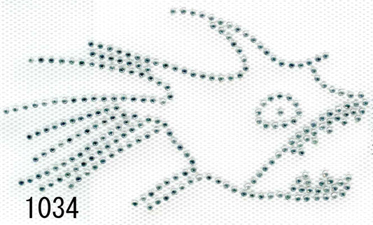 処分品 アイロン デコシート 1034 【KN】 2F-C 魚 ラインストーン アイロン接着 リメイク フィッシュ マリン 海