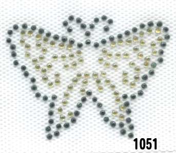 処分品 アイロン デコシート 1051 【KN】 2F-C 蝶 ラインストーン アイロン接着 バタフライ キラキラ リメイク