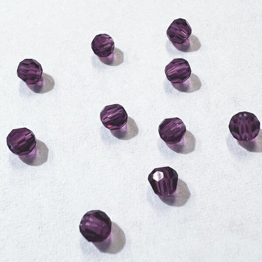 【在庫大特価】高品質ガラスカットビーズ ダイヤ型 3mm アメジスト 10個入り【KN】:クリスタルガラス アクセサリー ビーズ手芸