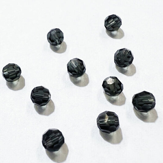 【在庫大特価】高品質ガラスカットビーズ ダイヤ型 4mm モリオン 10個入り【KN】:クリスタルガラス アクセサリー ビーズ手芸
