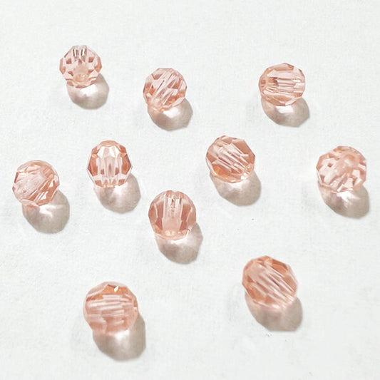 【在庫大特価】高品質ガラスカットビーズ ダイヤ型 4mm ライトピーチ 10個入り【KN】:クリスタルガラス アクセサリー ビーズ手芸