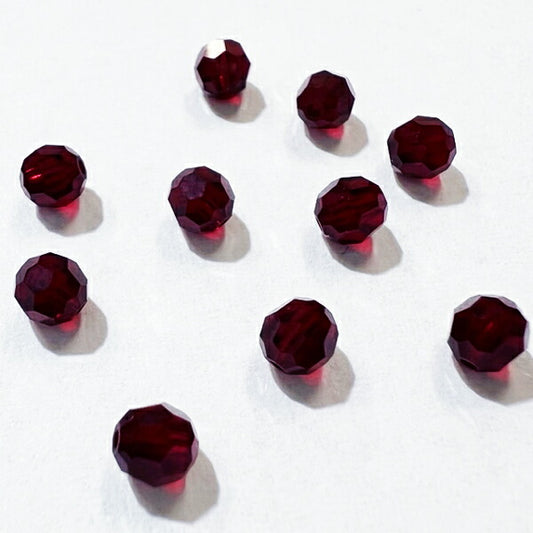 【在庫大特価】高品質ガラスカットビーズ ダイヤ型 4mm シャム 10個入り【KN】:クリスタルガラス アクセサリー ビーズ手芸