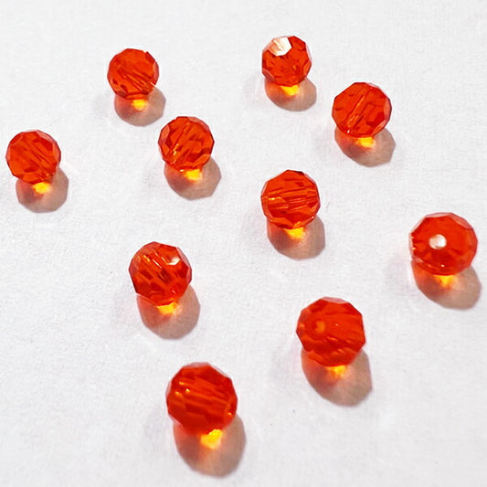 【在庫大特価】高品質ガラスカットビーズ ダイヤ型 4mm レッドトパーズ 10個入り【KN】:クリスタルガラス アクセサリー ビーズ手芸