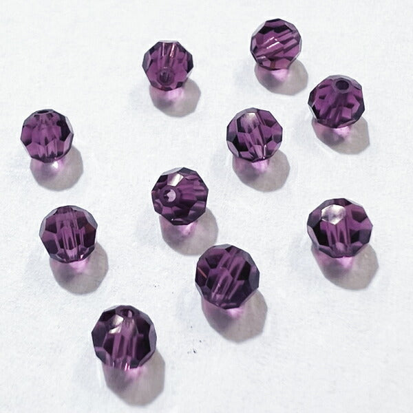 【在庫大特価】高品質ガラスカットビーズ ダイヤ型 4mm アメジスト 10個入り【KN】:クリスタルガラス アクセサリー ビーズ手芸