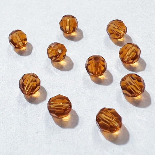 【在庫大特価】高品質ガラスカットビーズ ダイヤ型 4mm トパーズ 10個入り【KN】:クリスタルガラス アクセサリー ビーズ手芸