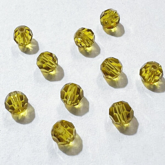 【在庫大特価】高品質ガラスカットビーズ ダイヤ型 4mm ライム 10個入り【KN】:クリスタルガラス アクセサリー ビーズ手芸
