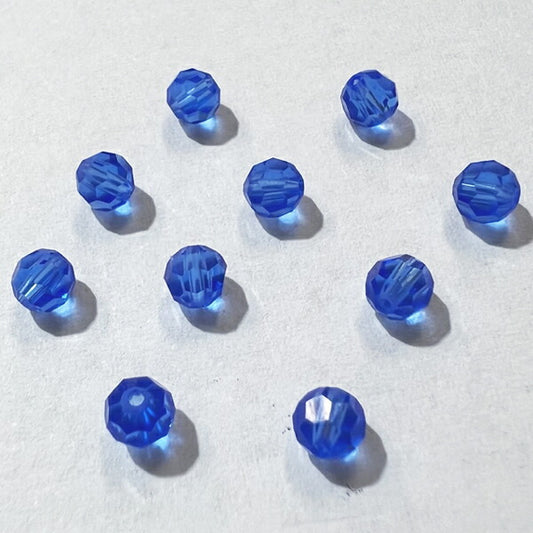 【在庫大特価】高品質ガラスカットビーズ ダイヤ型 4mm サファイア 10個入り【KN】:クリスタルガラス アクセサリー ビーズ手芸