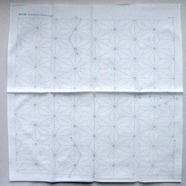 刺し子ふきん 布パック 麻の葉 1002 （布地：白） ダルマ 【KY】 横田 模様刺し 伝統柄 刺し子 手芸 花ふきん 01-8430