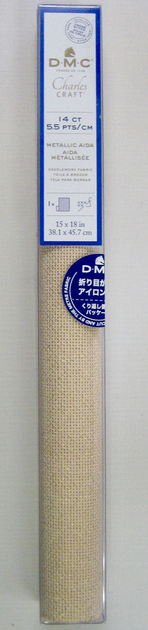 DMC 刺繍布 メタリックアイーダ 14カウント（55目） GD1440BX 色:5282 【KY】: 刺しゅう布 38.1×45.7cm AIDA カットクロス