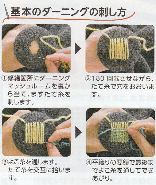 ダーニング糸 カラー 3色入り 約16m 【KY】 クロバー ダーニング マッシュルーム に最適