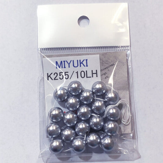 【店頭特価】ミユキ 丸パール 穴大 k255 (グレー)  10mm 【KN】: ハンドメイド ビーズ 資材 材料 アクセサリー