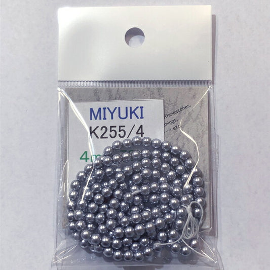 【店頭特価】ミユキ 丸パール  k255 (グレー) 4mm 【KN】: ハンドメイド ビーズ 資材 材料 アクセサリー