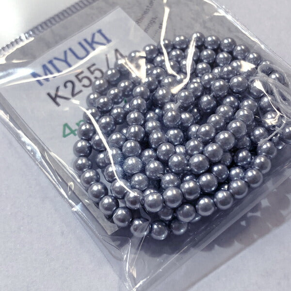 【店頭特価】ミユキ 丸パール  k255 (グレー) 4mm 【KN】: ハンドメイド ビーズ 資材 材料 アクセサリー