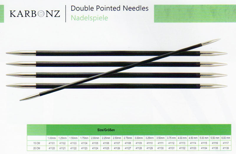 ニットプロ KARBONZ カーボンズ 5本針 15cm 1.50mm （41103） 【KN】 棒針 編み針 編み物 1.5mm
