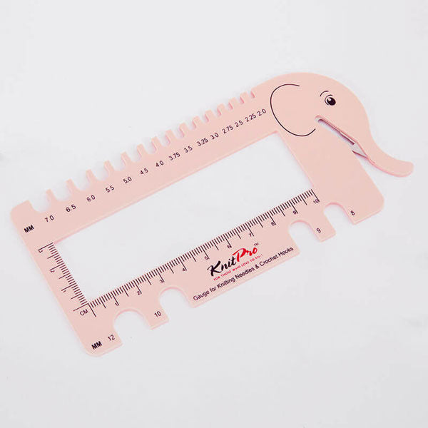 編み針ゲージ ぞうさん （Blush）KP10994 【KN】 ニットプロ 糸切り付 編み目ゲージ ミリサイズの編み針の太さを測れます