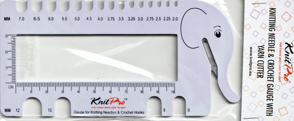 編み針ゲージ ぞうさん （Lilac）KP10995 【KN】 ニットプロ 糸切り付 編み目ゲージ ミリサイズの編み針の太さを測れます