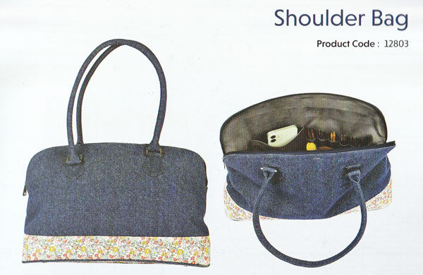 ショルダーバッグ 収納付ファブリックケース Shoulder Bag12812ニットプロ【KN】Bloom Collection (Denim + Floral print) 編み物 手あみ