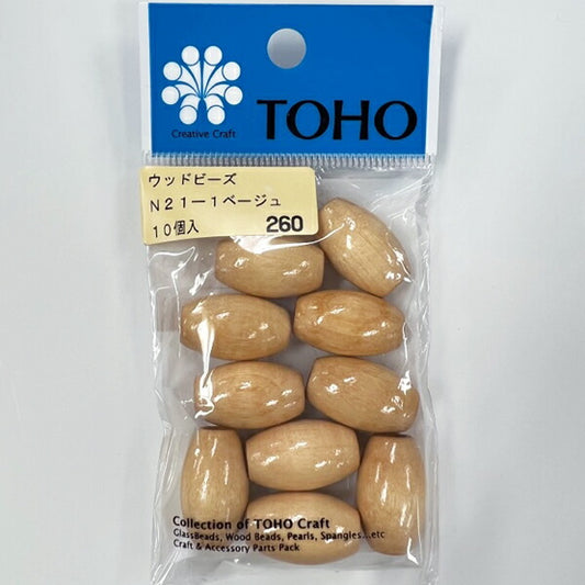 TOHO ウッドビーズ ナツメ型 N21-1 (ベージュ) 【KN】: