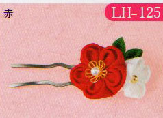 キット 京ちりめん つまみ細工 お花のかんざし 赤 LH-125 パナミ 【KY】 成人式 着物 髪飾り 手作り