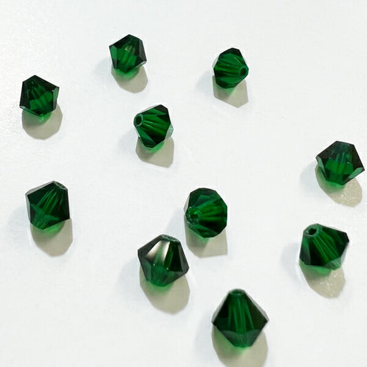 【在庫大特価】高品質ガラスカットビーズ ソロバン型 5mm ミディアムエメラルド 10個入り【KN】:クリスタルガラス アクセサリー ビーズ手芸