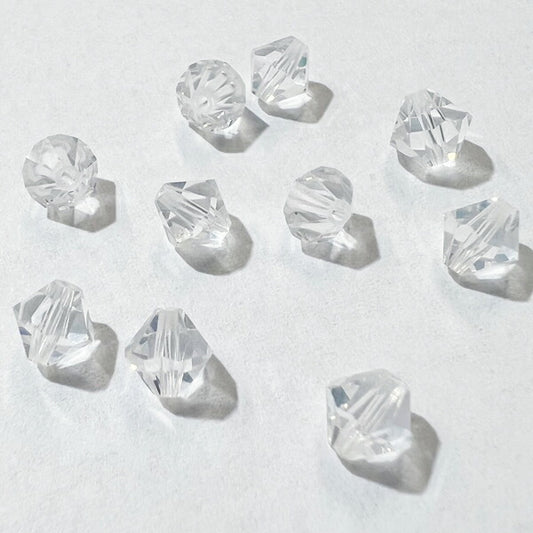 【在庫大特価】高品質ガラスカットビーズ ソロバン型 6mm クリスタル 10個入り【KN】【