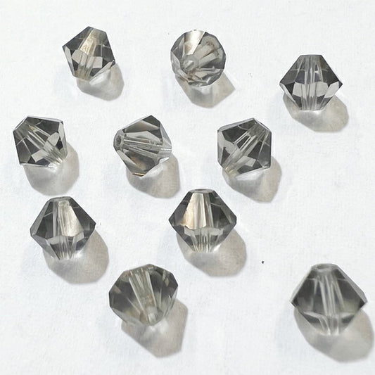 【在庫大特価】高品質ガラスカットビーズ ソロバン型 6mm ブラックダイヤ 10個入り【KN】:クリスタルガラス アクセサリー ビーズ手芸