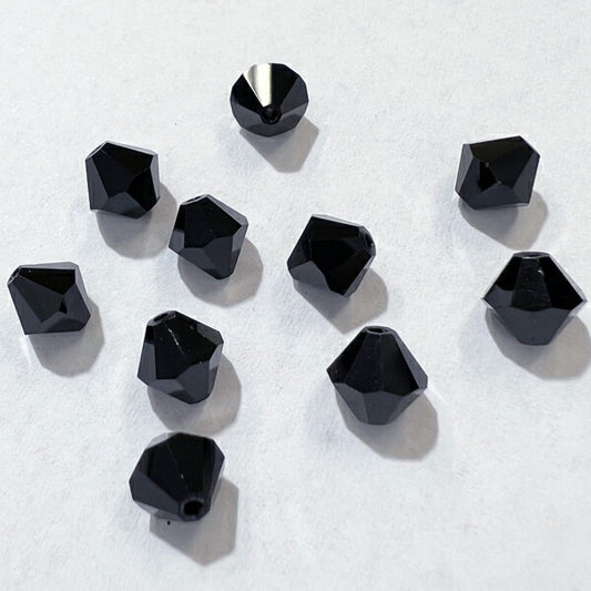 【在庫大特価】高品質ガラスカットビーズ ソロバン型 6mm ジェット 10個入り【KN】:クリスタルガラス アクセサリー ビーズ手芸