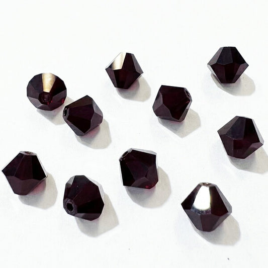 【在庫大特価】高品質ガラスカットビーズ ソロバン型 6mm ガーネット 10個入り【KN】:クリスタルガラス アクセサリー ビーズ手芸