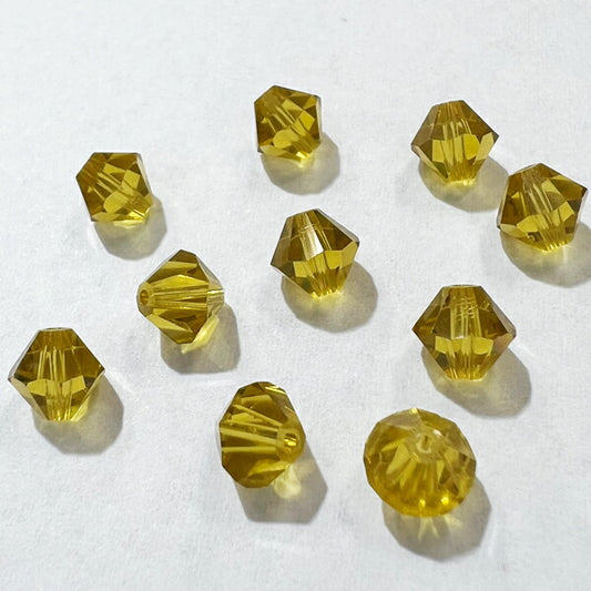 【在庫大特価】高品質ガラスカットビーズ ソロバン型 6mm ライム 10個入り【KN】:クリスタルガラス アクセサリー ビーズ手芸
