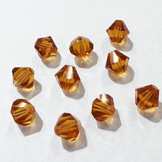 【在庫大特価】高品質ガラスカットビーズ ソロバン型 6mm トパーズ 10個入り【KN】:クリスタルガラス アクセサリー ビーズ手芸