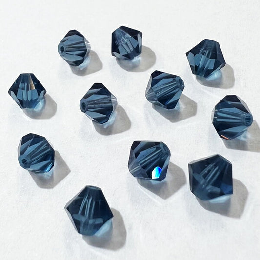 【在庫大特価】高品質ガラスカットビーズ ソロバン型 6mm モンタナ 10個入り【KN】:クリスタルガラス
