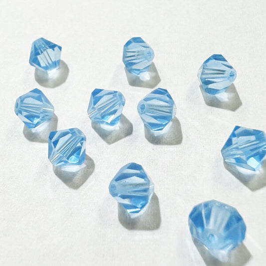 【在庫大特価】高品質ガラスカットビーズ ソロバン型 6mm アクアマリン 10個入り【KN】:クリスタルガラス アクセサリー ビーズ手芸