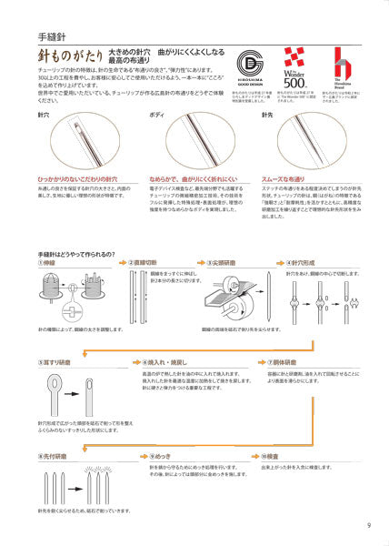 バリオンステッチ針 とじ針 THN-100 チューリップ 【KY】 刺しゅう とじ針 1.14×65.0mm、1.14×60.0mm　各2本 4本入